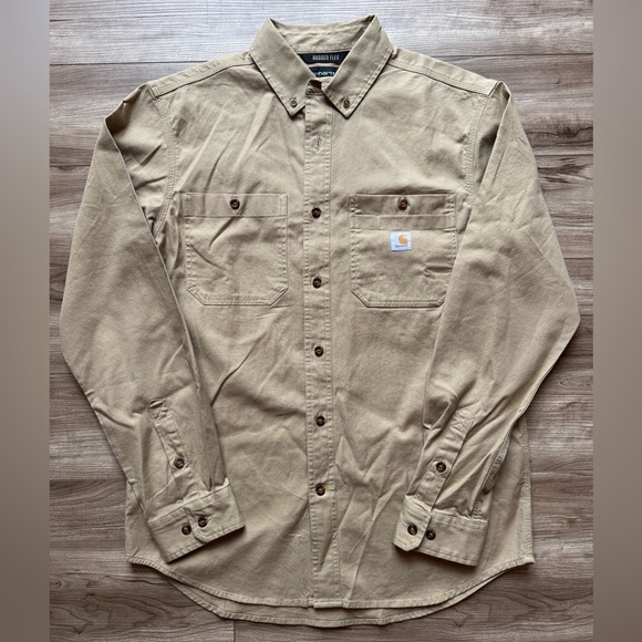 Carhartt RUGGED FLEX® RELAXED FIT MIDWEIGHT CANVAS LONG-SLEEVE SHIRT Men’s Sz M - Picture 2 of 10